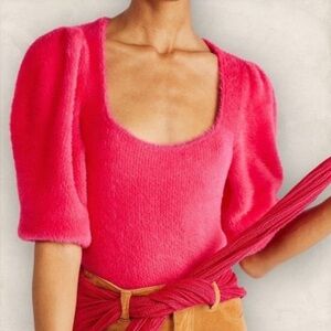 Free People Hot Pink Sweater Moonbeam Furry
